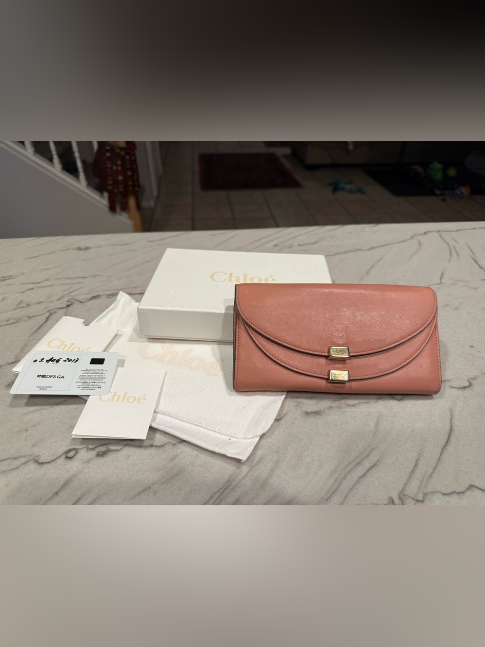 Chloé Georgia Pink Long Wallet Double Flap Gold Hardware Full Set Authentic 2013 - Picture 3 of 16